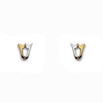 Pendiente de oro tulipan pequeño bicolor