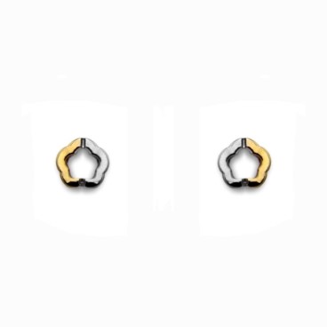 Pendiente de oro margarita bicolor pequeño