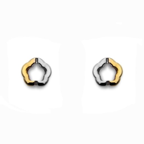 Pendiente para niña en oro margarita bicolor