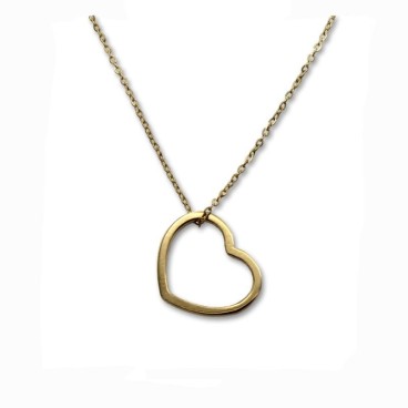 Colgante de oro de silueta corazón para cadena