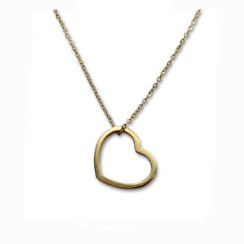 Colgante de oro de silueta corazón para cadena