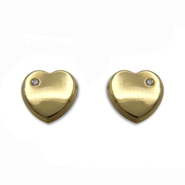 Pendiente de oro corazon liso circonita
