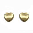 Pendiente de oro corazon liso 10mm circonita