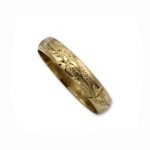 Alianza de oro labrada a mano diseño floral 4mm