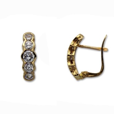 Pendiente oro con cinco circonitas