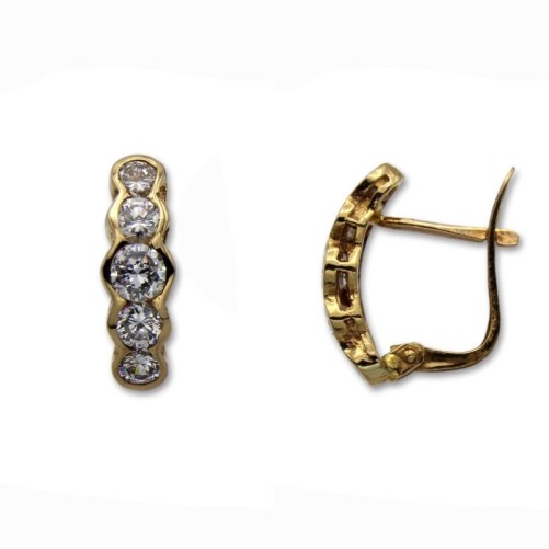 Pendiente oro con cinco circonitas