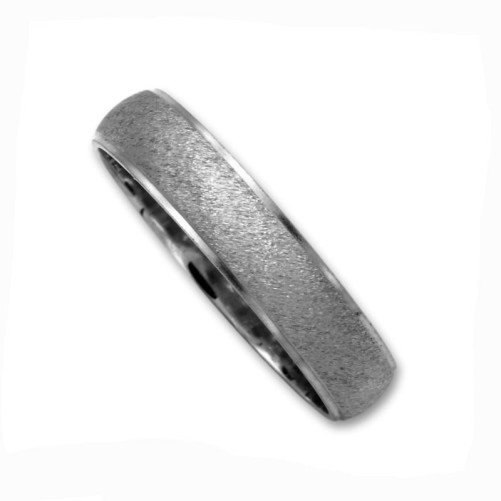 Alianza de oro blanco 18K en 4 mm media caña filos lisos