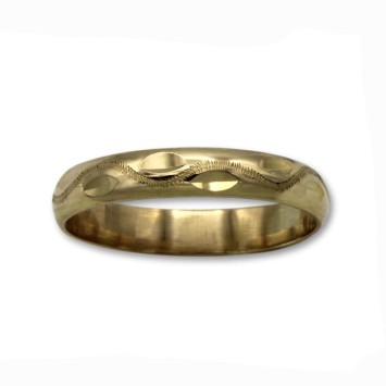 Alianza de oro labrada a mano 3.5 mm