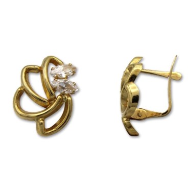 Pendiente oro calado con dos circonitas marquesa