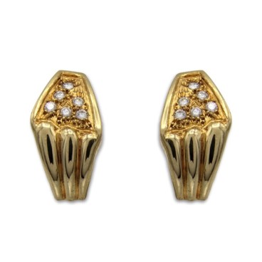 Pendiente oro seis circonitas alargado