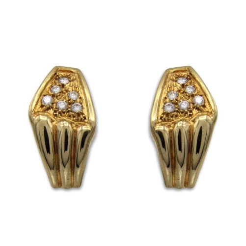 Pendiente oro seis circonitas alargado