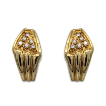 Pendiente oro seis circonitas alargado