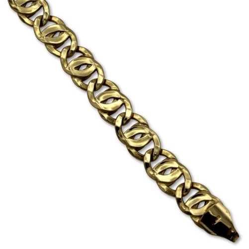 Pulsera de oro unisex semihueca eslabón ojo de perdiz