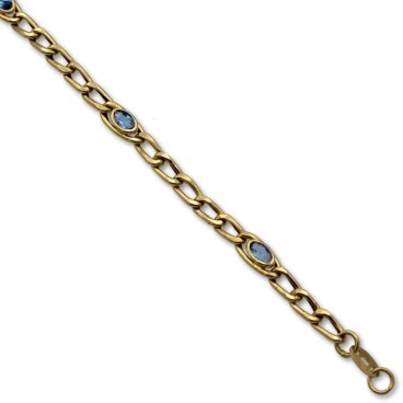 Pulsera de oro bilbao agua marina semihueca