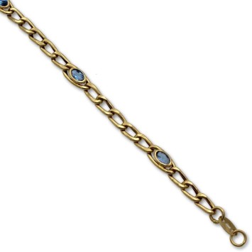 Pulsera de oro bilma agua marina semihueca