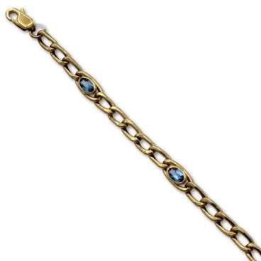 Pulsera de oro bilma agua marina semihueca