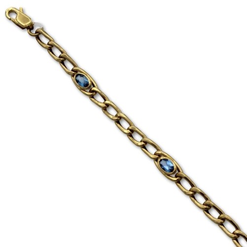 Pulsera de oro bilma agua marina semihueca