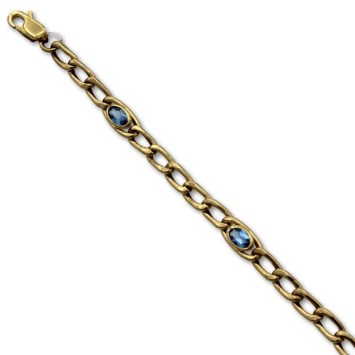 Pulsera de oro bilma agua marina semihueca