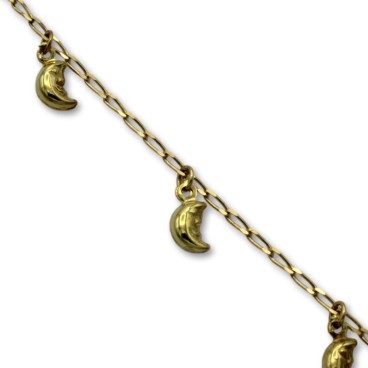 Pulsera de oro cadena bilbaina con lunas colgando