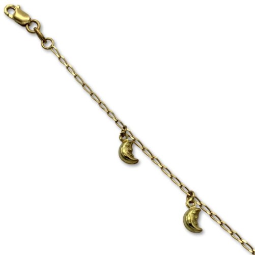 Pulsera de oro cadena bilbaina con lunas colgando