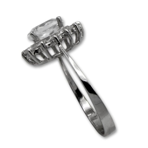 Anillo oro blanco circonitas oval