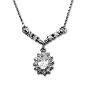 Gargantilla oro blanco circonitas y oval