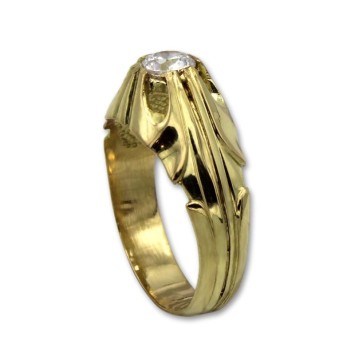Solitario para hombre en oro con circonita