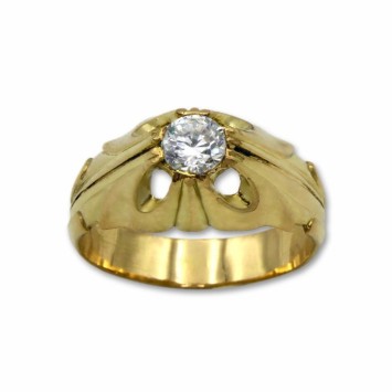 Solitario para hombre en oro con circonita