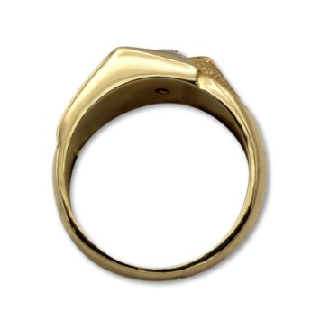 Solitario para hombre en oro con circonita laterales mate y filigrana