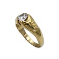 Solitario para hombre en oro con circonita y tallas