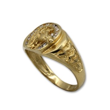 Sello de oro herradura de caballo con circonitas