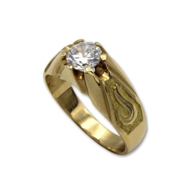 Solitario para hombre en oro con circonita con garras