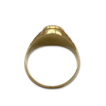 Sello de oro ovalado con rubí y tallas