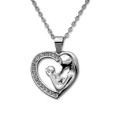 Colgante de plata con mama y bebe en forma de corazón con circonitas Colgante de plata con mama y bebe en forma de corazón con circonitas