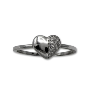 Anillo de plata de un corazón con circonitas