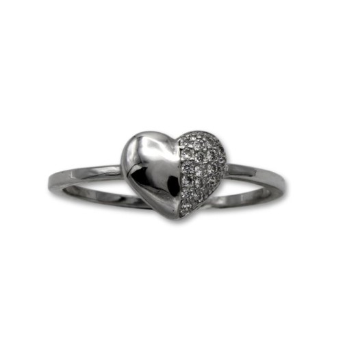 Anillo de plata de un corazón con circonitas