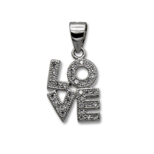 Colgante de plata palabra LOVE con circonitas