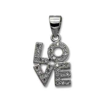 Colgante de plata palabra LOVE con circonitas