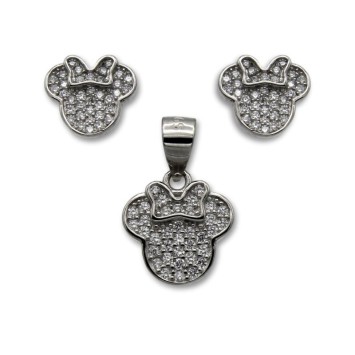 Conjunto de plata de Minnie con circonitas