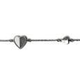 Pulsera de plata de dos corazones con circonitas y nácar