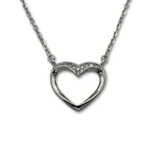 Gargantilla en plata de un corazón con circonitas