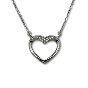 Gargantilla en plata de un corazón con circonitas