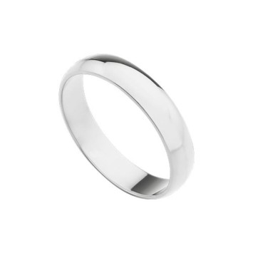 Alianza de oro blanco lisa acabado en brillo 4 mm