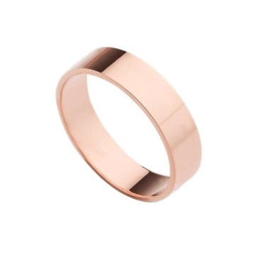 Alianza de oro rosa lisa plana acabado en brillo 5 mm