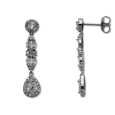 Pendiente de plata largo cuajo con circonita en forma de pera