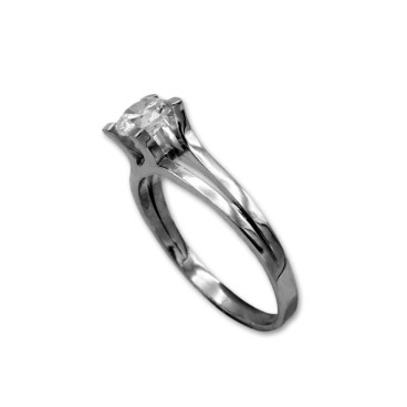 Solitario mujer con circonita en oro blanco