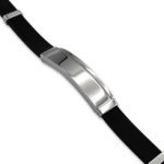 Pulsera de acero y caucho franja lateral y con posibilidad de grabado