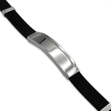 Pulsera de acero y caucho franja lateral y con posibilidad de grabado