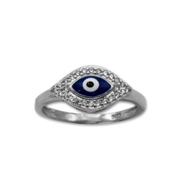 Anillo de plata con ojo turco y circonitas