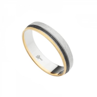 Alianza de oro en 4.5mm media caña tricolor diamantada